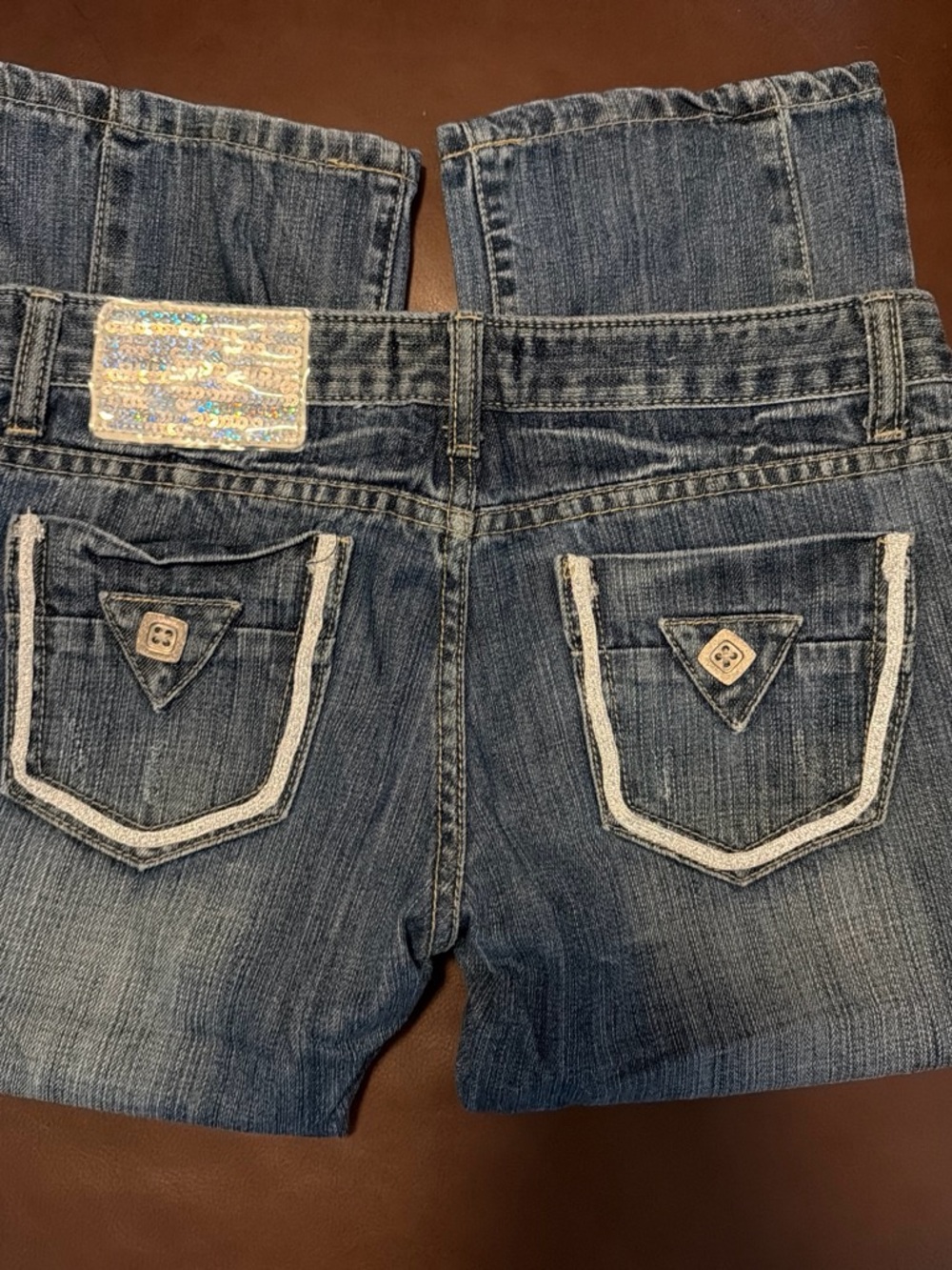 Womens Blue Denim Jeans with Embroidered Back Pockets
